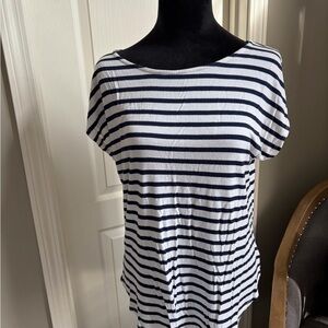 Green Envelope Navy and White Striped Tee